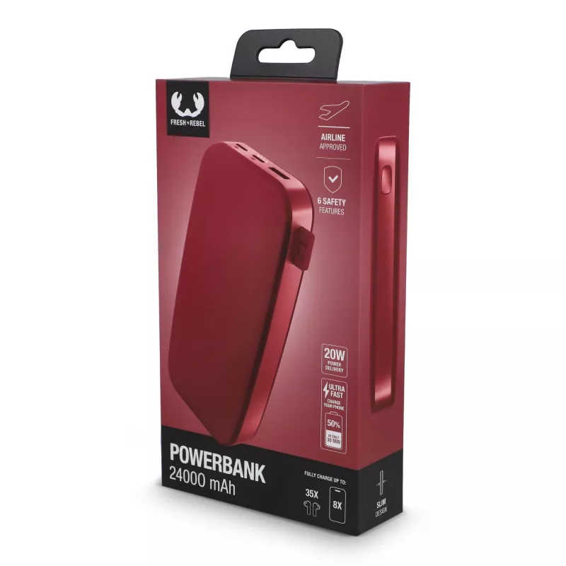 2PB24100 I Fresh 'n Rebel Powerbank 24000 mAh PD USB-C  - czerwony (LT49404-N0021)