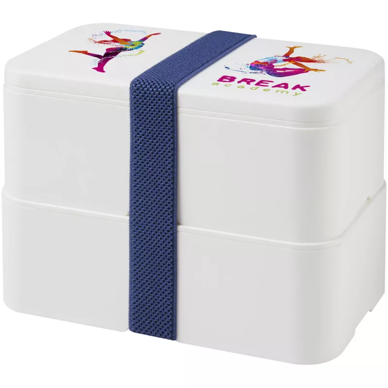 Dwupoziomowe pudełko na lunch 2 x 700 m MIYO - Biały-Granatowy (21047007)