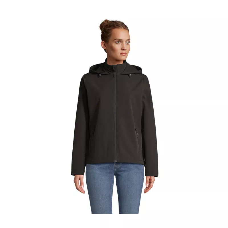 Softshell damski z kapturem Sol's RACE HOODED WOMEN - Czarny (S04448-BK)