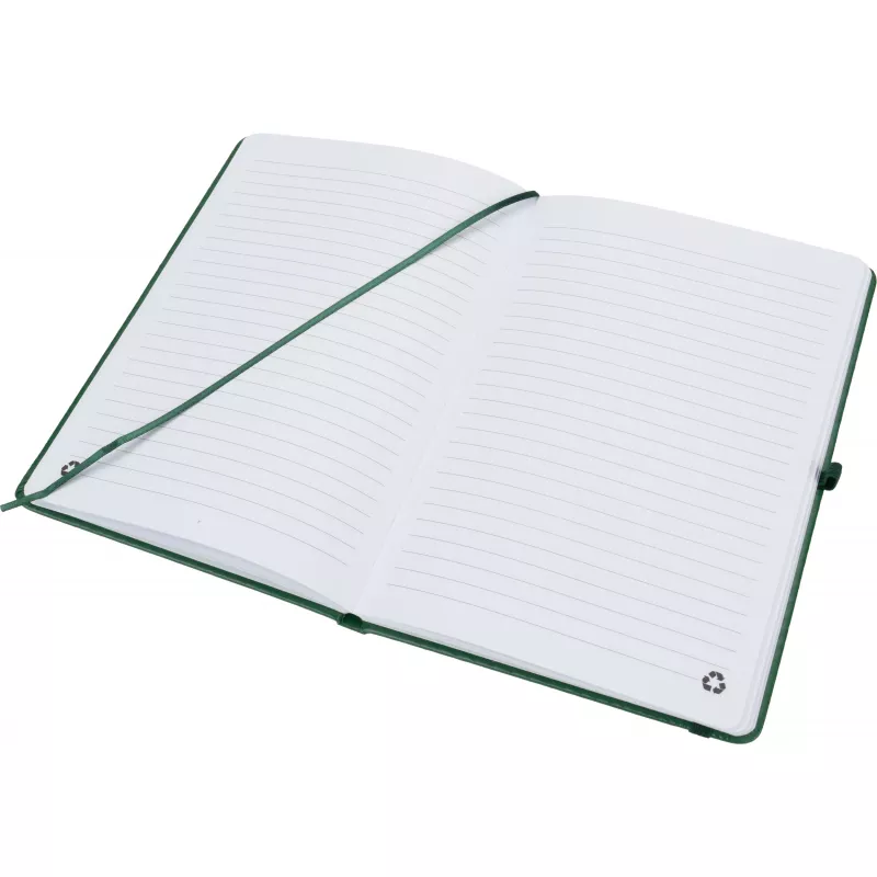 Notatnik A5 w linie z PU z recyklingu CLEO - ciemnozielony (2374899)