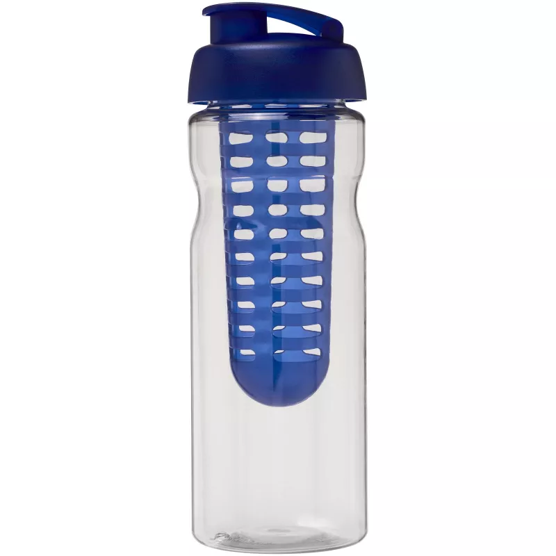 Bidon H2O Base® z wieczkiem na zacisk o pojemności 650 ml zmożliwością przyrządzania wody smakowej - Niebieski-Przezroczysty (21004601)