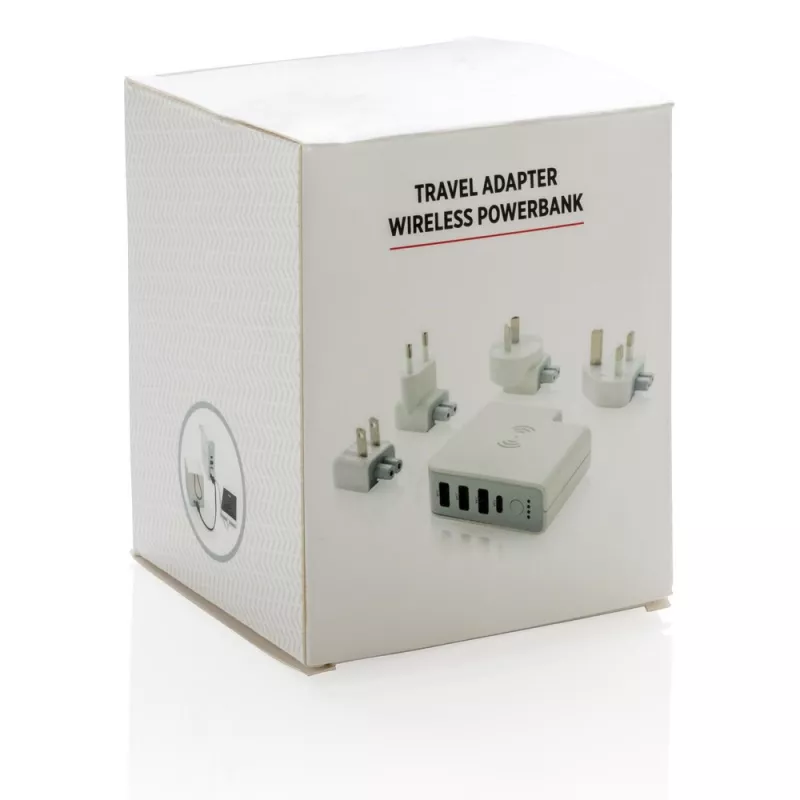 Adapter podróżny, bezprzewodowy power bank 6700 mAh - biały (P820.551)