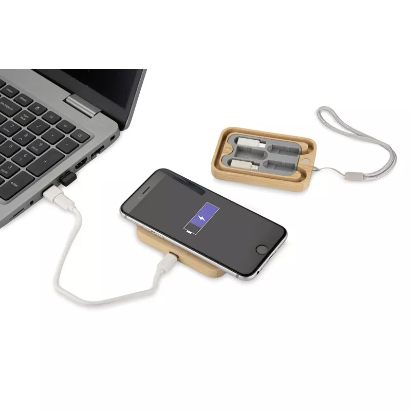 Zestaw kabli do ładowania z ładowarką indukcyjną BUMO - beżowy (09185-17)