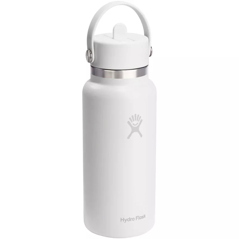Hydro Flask Wide Mouth 946 ml – termoizolowana butelka na wodę ze stali nierdzewnej, z nakrętką ze słomką - Czarny (10099290)