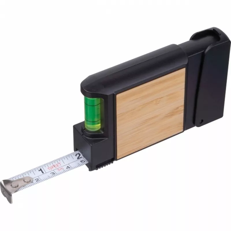 Miara 3m z poziomnicą i bitami HALIFAX - czarny (545203)