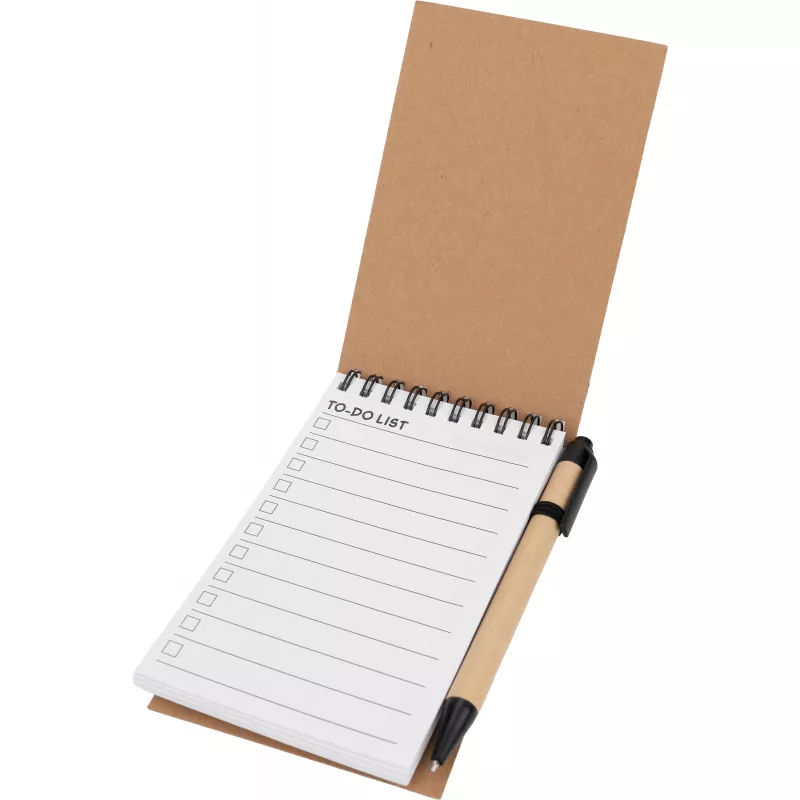 Notatnik w linie z długopisem tekturowym EUGENIO - czarny (2049703)