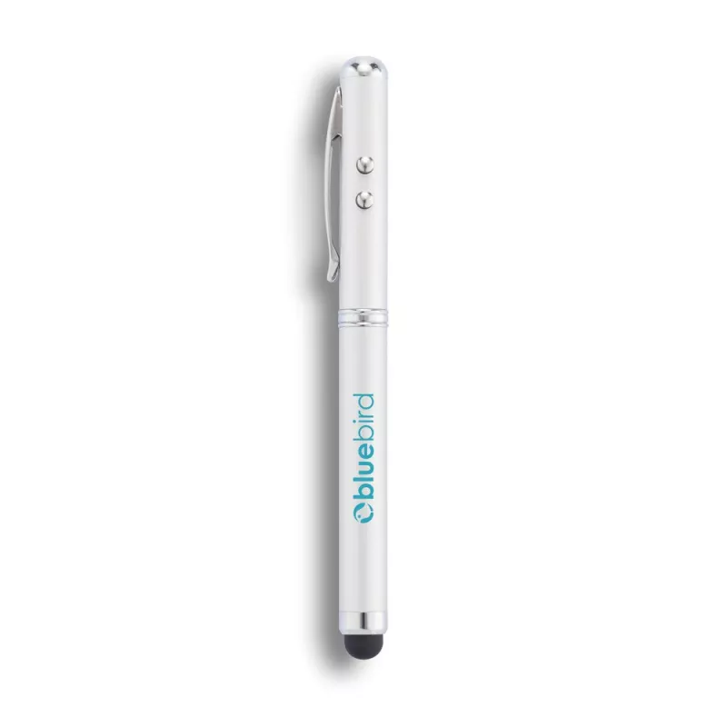 Długopis 4 w 1, touch pen, wskaźnik laserowy, latarka - srebrny (P327.102)