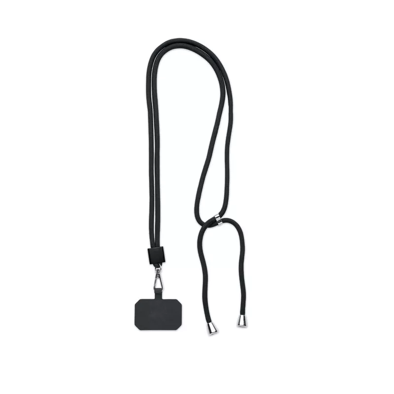 Smycz do telefonu z RPET z uchwytem NONETTE - Czarny (MO6925-03)