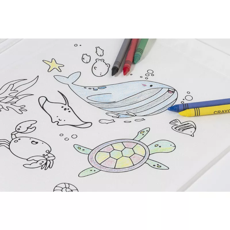 Zocolo Worek ze sznurkiem do kolorowania RPET, zwierzęta - biały (AP800298-B)