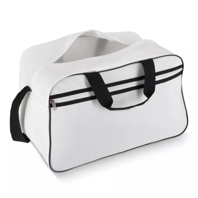 Torba sportowo-podróżna R-PET 600D 48 x 25 x 28 cm 30 l - biało / czarny (LT95366-N0102)