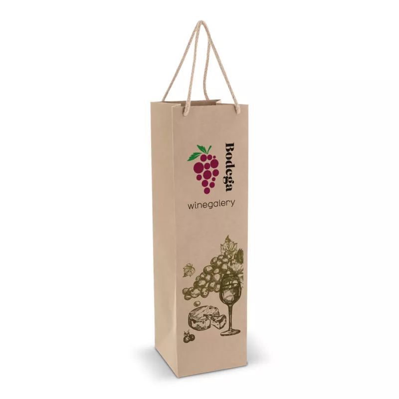 Papierowa torba prezentowa na wino 120g/m² 11,5x11,5x40 cm - brązowy (LT91628-N0051)