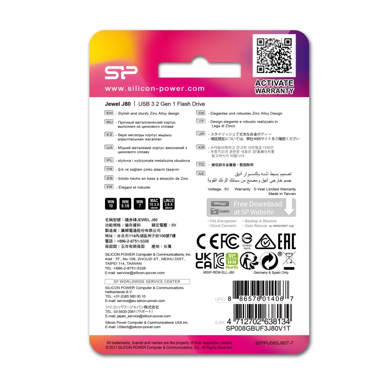 Pendrive Jewel J80, 16GB 3.0 Silicon Power - szary (EG800007 64GB)