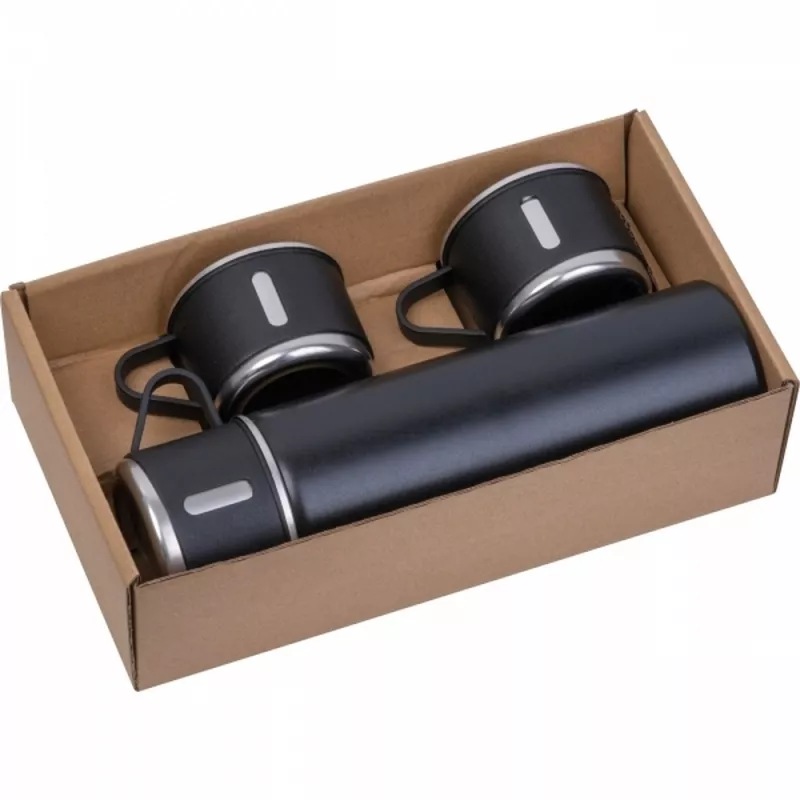 Termos z 3 kubkami ICELAND 400 ml - czarny (538703)