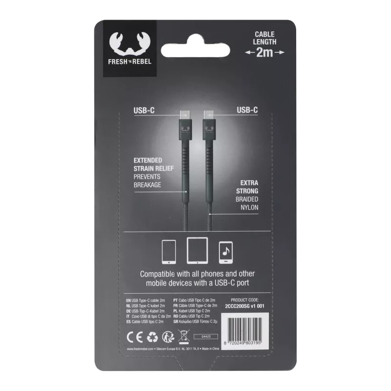 2UCC200 | Kabel Fresh 'Rebel USB-C do USB-C 2,0 m - ciemnoszary (LT49409-N0060)