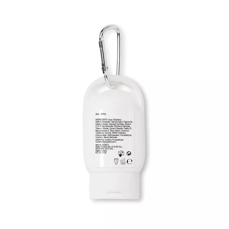 Krem do opalania SPF 25 z karabińczykiem 30 ml SUNCARE - Bialy (MO8512-06)