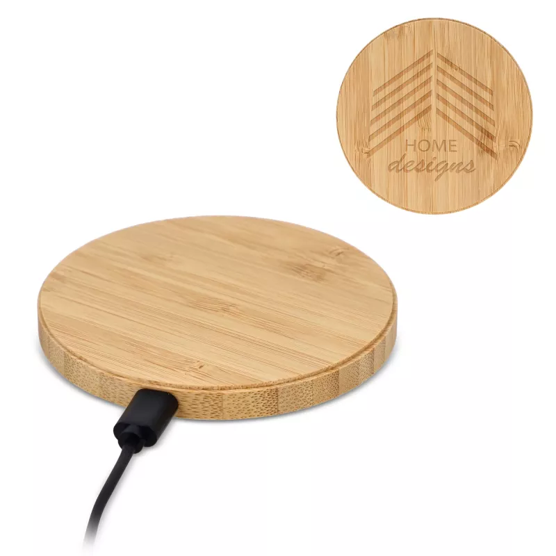 Bezprzewodowa podkładka ładująca bamboo 15W - naturalny-t (LT95557-N0094)