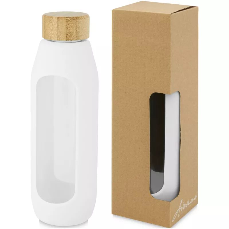 Tidan Butelka z borokrzemianowego szkła 600 ml z silikonowym uchwytem - Biały (10066601)