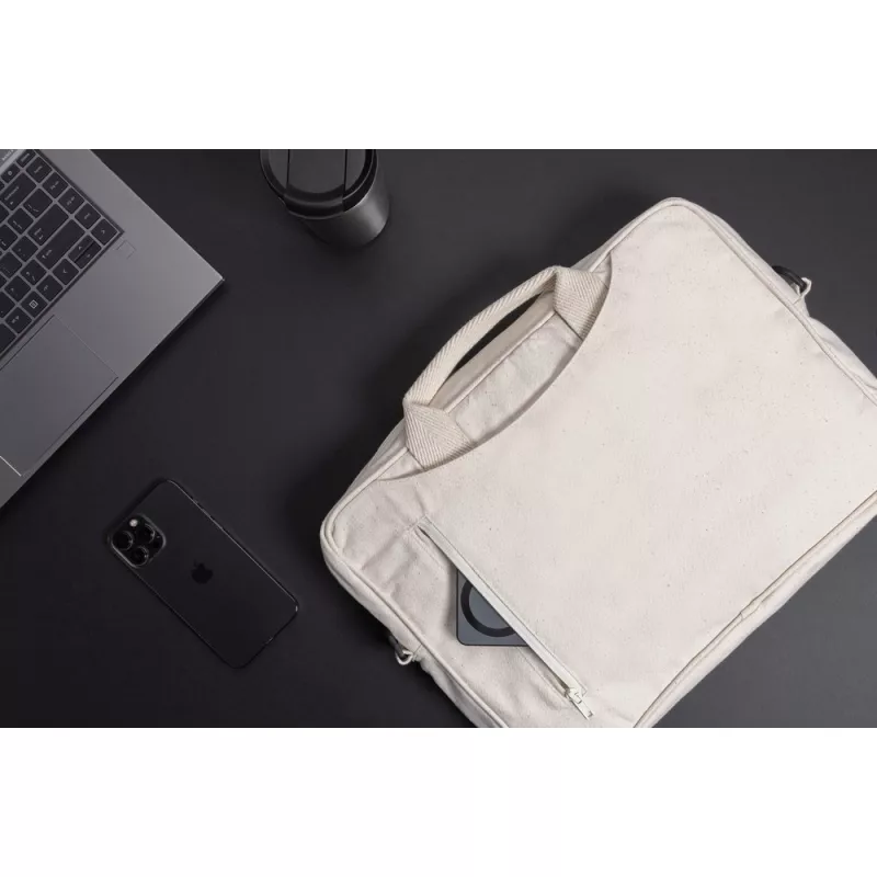 Torba na laptopa 15,4" AWARE™ Laluka, bawełna z recyklingu - biały (P732.110)