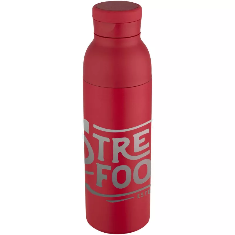 Illuminate butelka termiczna o pojemności 650 ml z podwójnymi ściankami, wykonana ze stali nierdzewnej z recyklingu z certyfikatem RCS. - Czerwony (10083821)