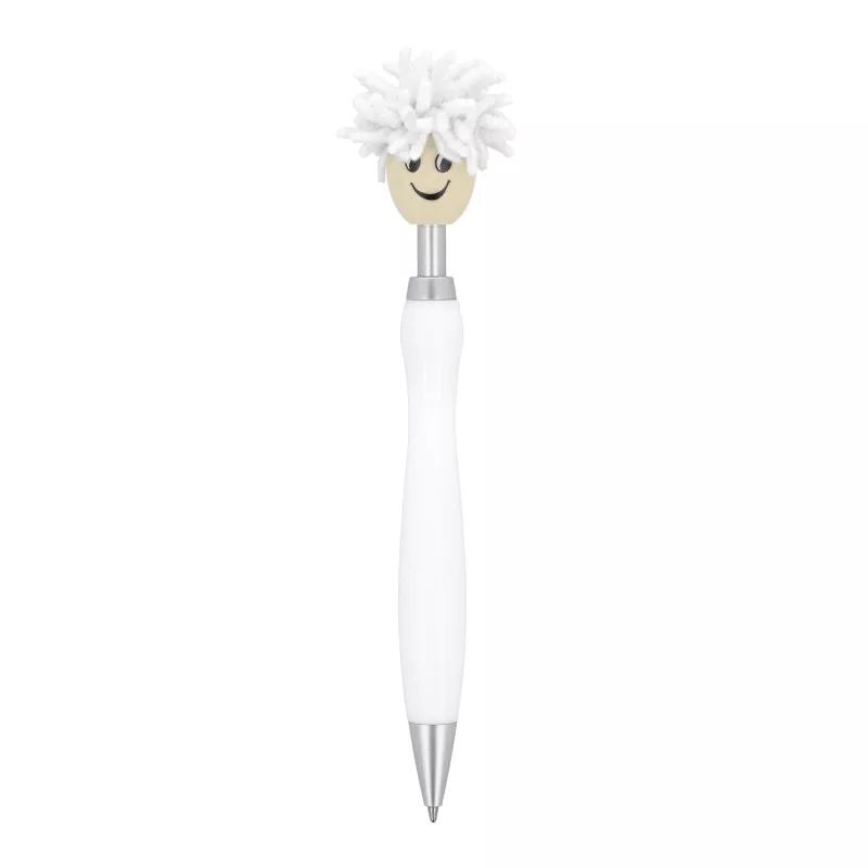 Długopis z włosami z obrotową kulką - biały (LT87899-N0001)