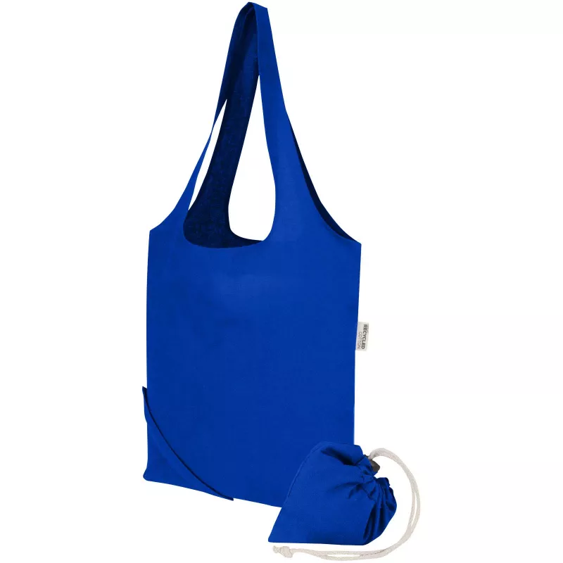 Madras Blend - torba na zakupy, wykonana z recyklingowanej baweły o gramaturze 140 g/m² posiadającej certyfikat GRS, składana - Błękit królewski (12080553)