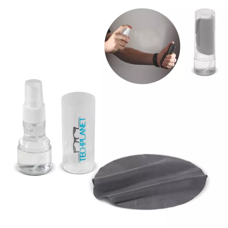 Spray ze ściereczką z mikrofibry 30ml - biały transparentny (LT91715-N0401)