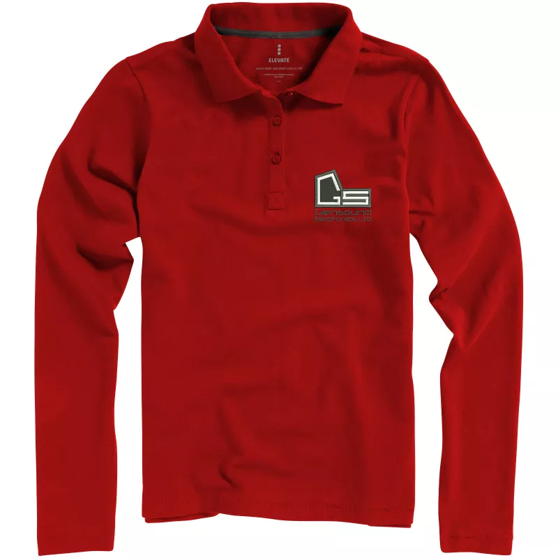 Damskie polo Oakville z długim rękawem - Czerwony (38087-RED)
