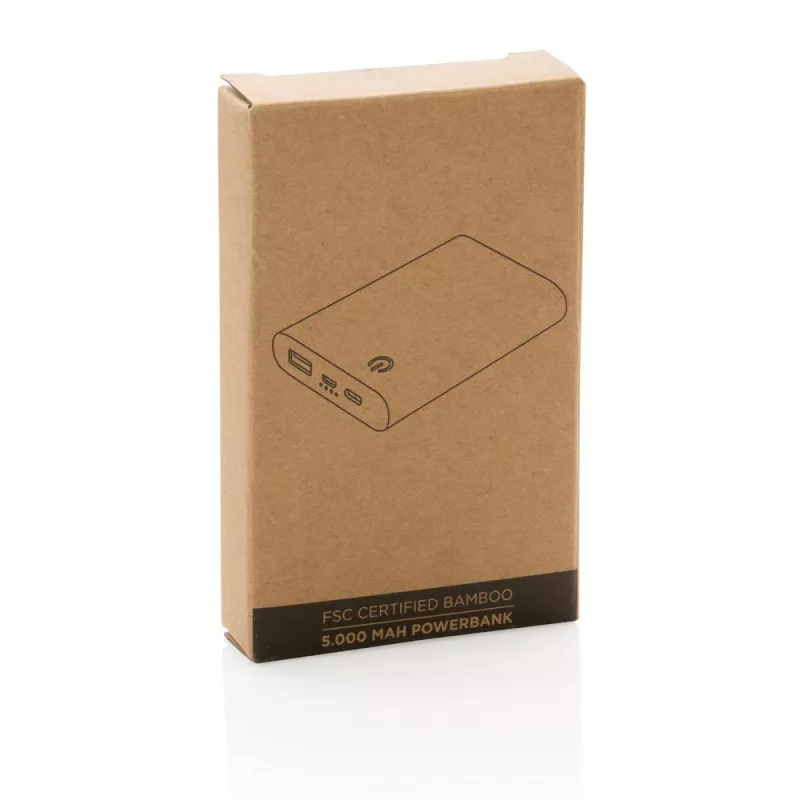 Bambusowy power bank 5000 mAh - brązowy (P322.259)