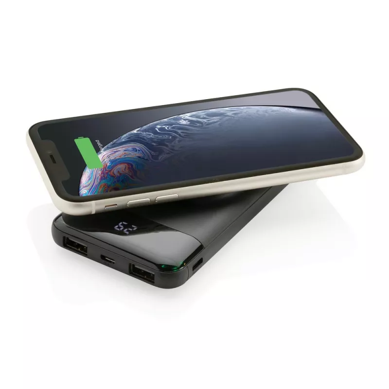 Power bank 10000 mAh, ładowarka bezprzewodowa 3W - czarny (P322.261)