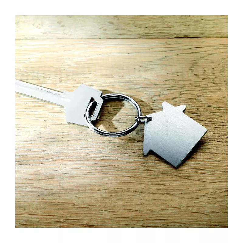 Brelok aluminiowy w kształcie domu HEIM - Srebrny Mat (KC6589-16)