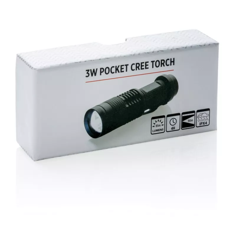 Kieszonkowa latarka CREE 3W - czarny (P513.571)