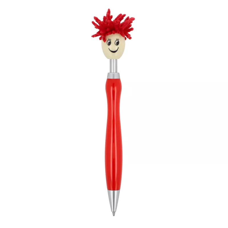 Długopis z włosami z obrotową kulką - czerwony (LT87899-N0021)