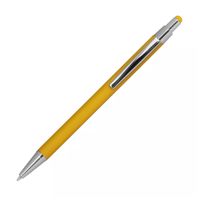 Długopis metalowy gumowany z touch penem - żółty (1096408)