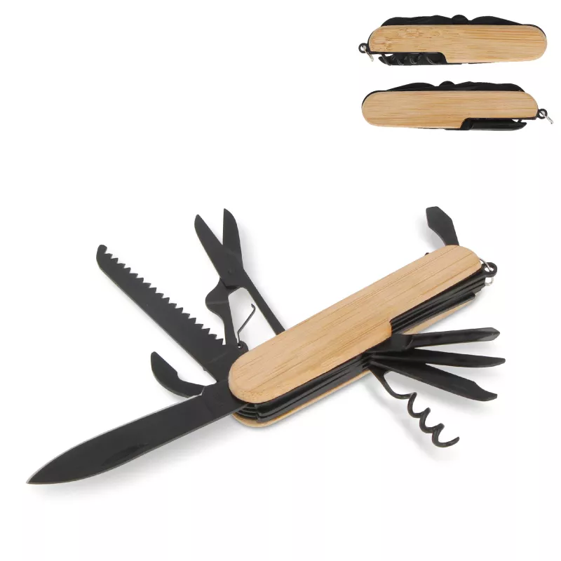 Multi-tool bamboo 9 funkcji - czarny (LT93409-N0002)