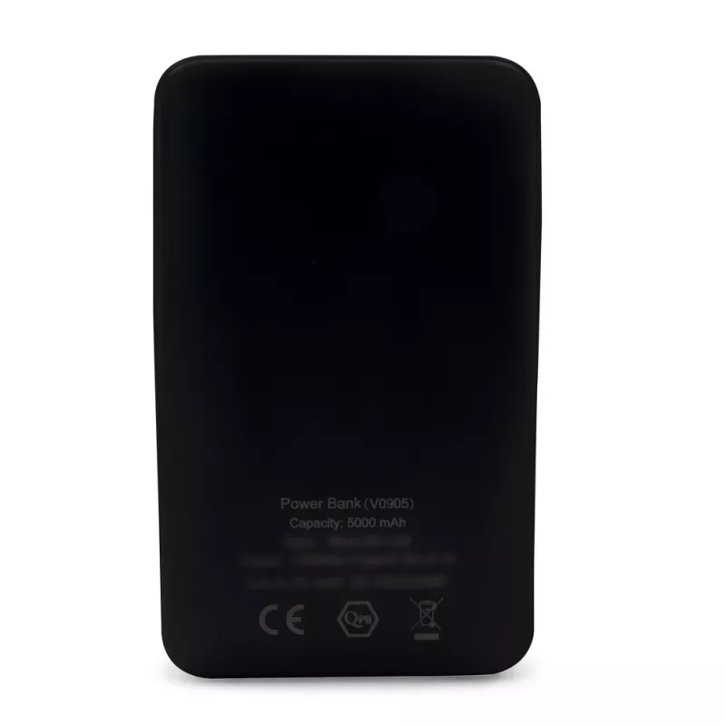 Power bank 5000 mAh ze zintegrowanymi kablami, adapter w komplecie | Presley - czarny (V0905-03)