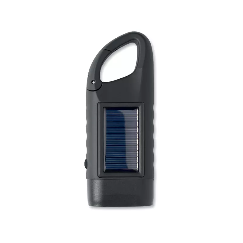 Latarka solarna z korbą dynamo CRANCH - Czarny (MO3149-03)