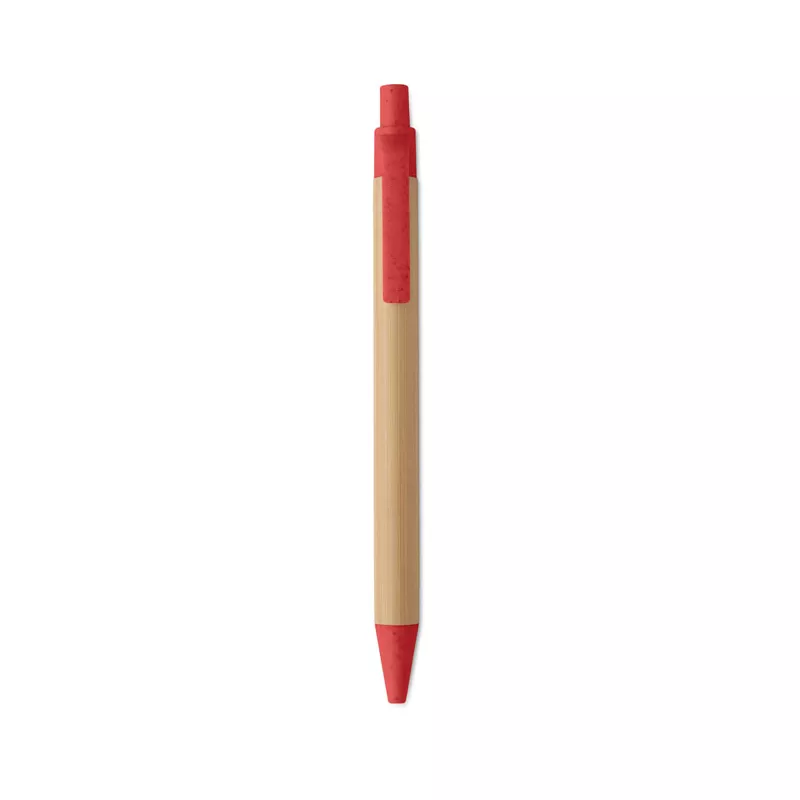 Długopis bambusowy z końcówkami ze słomy ITEA COLOUR - Czerwony (MO2635-05)