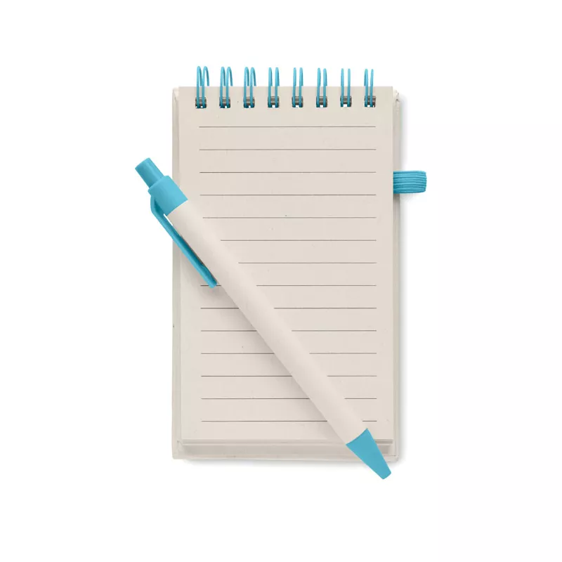 Notes A6 z recyklingu 70 kartek z długopisem MITO SET - Turkusowy (MO6837-12)