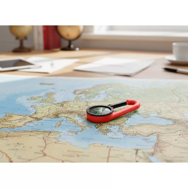 Kompas z karabińczykiem - czerwony (V8682-05)