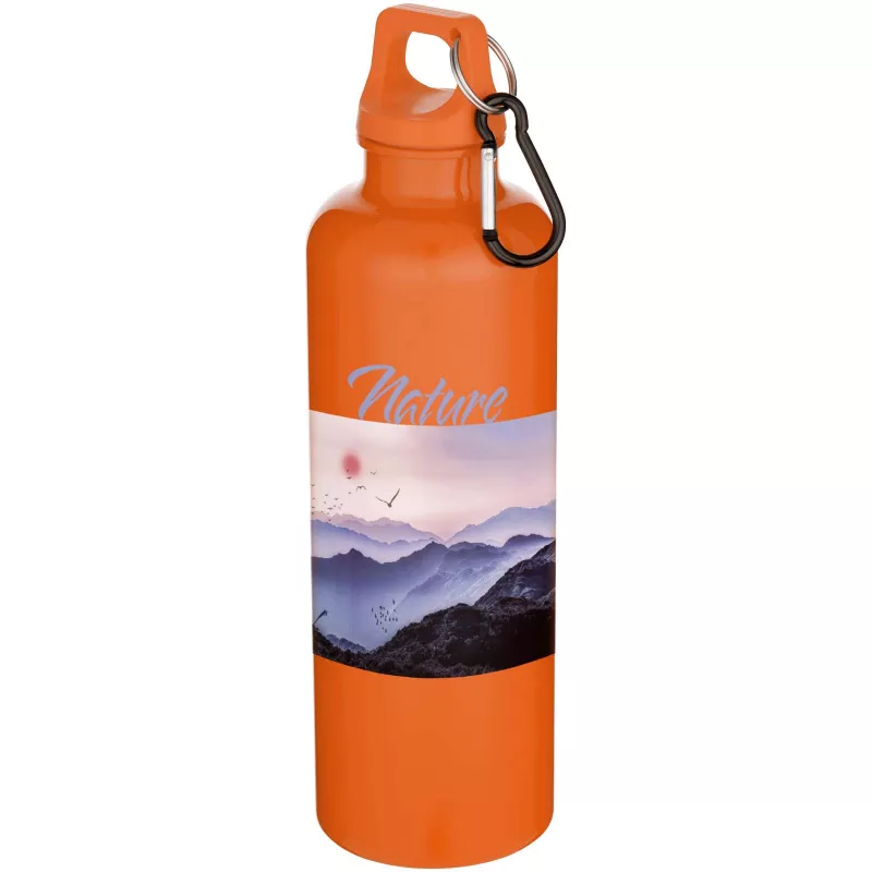Oregon butelka na wodę o pojemności 750 ml z w jednolitym kolorze z karabińczykiem, wykonana z tworzyw sztucznych pochodzących z recyklingu z certyfikatem RCS   - Pomarańczowy (10087831)