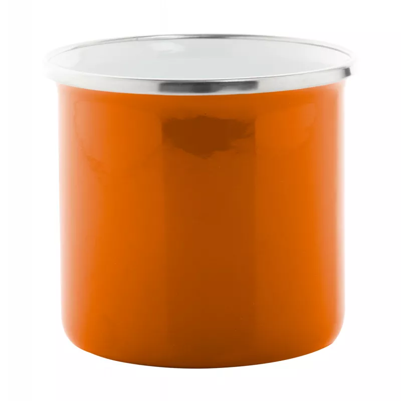Kubek metalowy emaliowany w stylu vintage z obręczą ze stali nierdzewnej 300 ml Enavint - pomarańcz (AP808123-03)