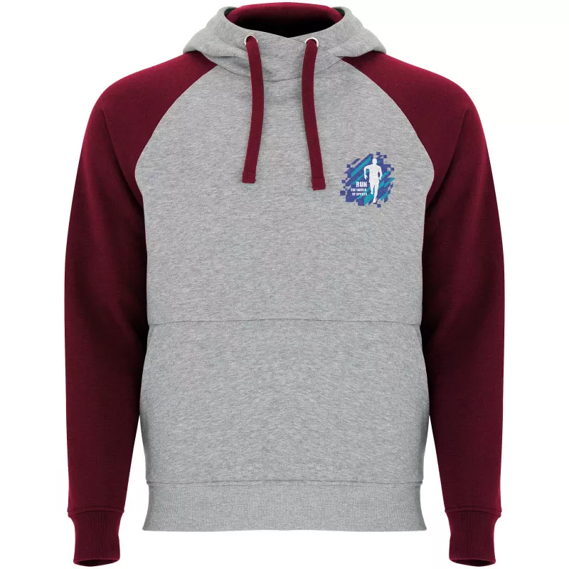 Badet dwukolorowa bluza z kapturem unisex - Garnet-Szary melanż (R1058-GARNET-H_GREY)