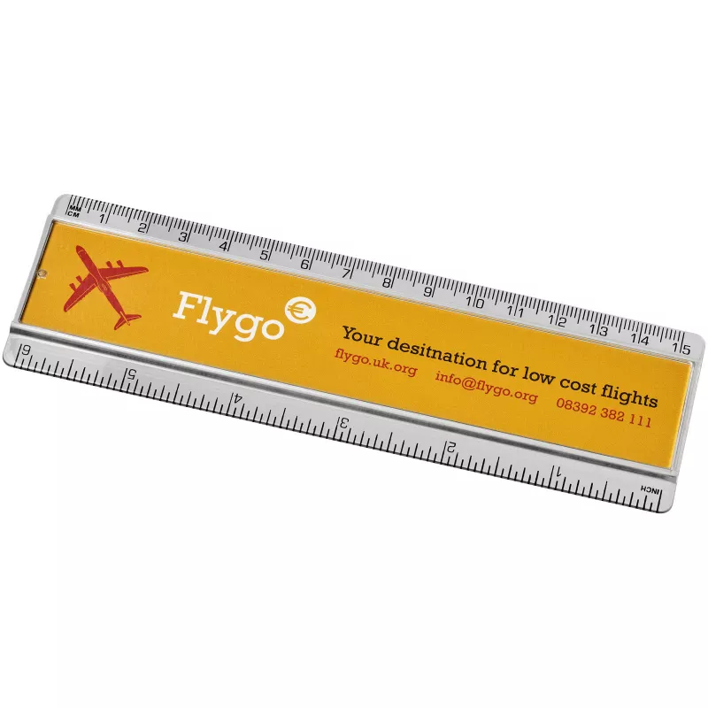 Linijka Ellison o długości 15 cm wykonana z tworzywa sztucznego z papierową wkładką - Przezroczysty bezbarwny (21053800)