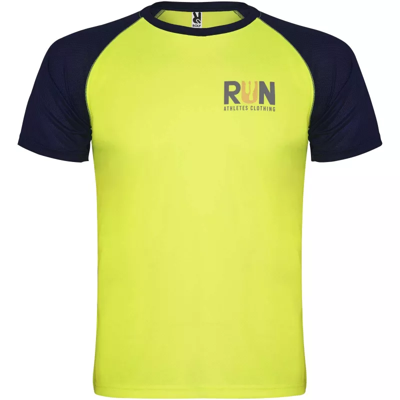 Indianapolis sportowa koszulka dziecięca z krótkim rękawem - Fluor Yellow-Navy Blue (K6650-FLYELLOW-NAVYBLUE)