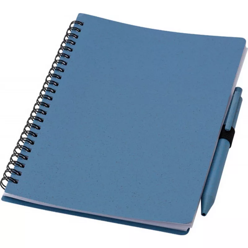 Notatnik ok. A5 ze słomy pszenicznej z długopisem - niebieski (V0238-11)