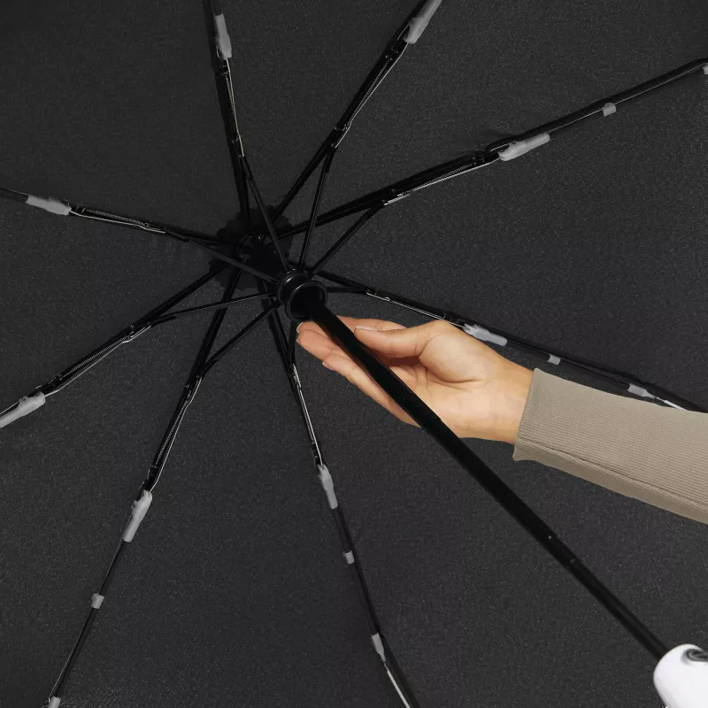 Automatycznie otwierany i składany, wiatroodporny parasol kieszonkowy - biały, czarny (56-0101252)