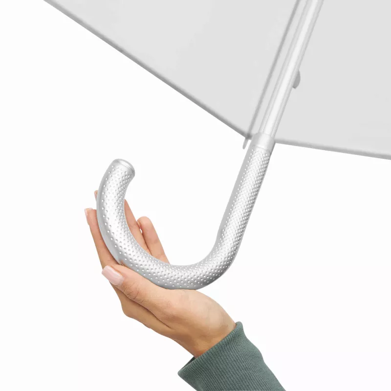Przezroczysty parasol ze srebrną lamówką z nadrukiem reklamowym PANORAMIX