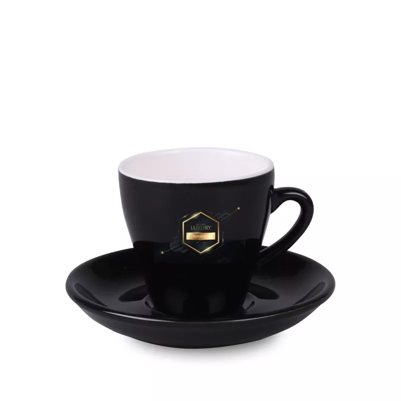 Filiżanka porcelanowa ze spodkiem Verona Nero Set 70 ml - czarno-biały (C/247/70ml-CZARNO-BIAŁY)