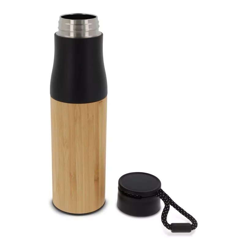 Termiczna butelka bambusowa z uchwytem 500ml - czarny (LT98857-N0002)