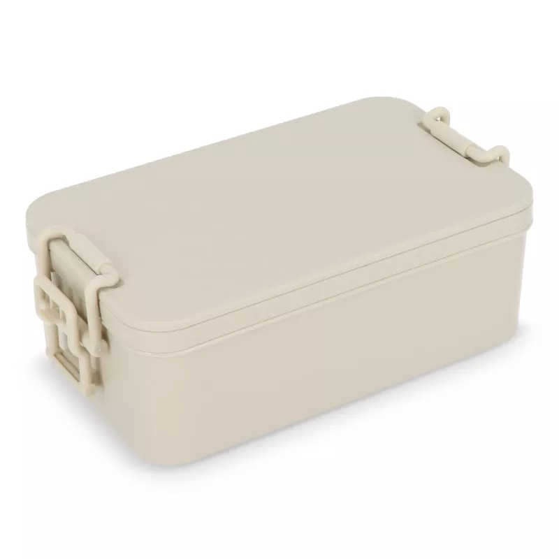 Dwupoziomowe pudełko na lunch z sztućcami - beżowy (LT90426-N0055)